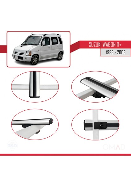 Suzuki Wagon R+ 1998-2003 Arası ile Uyumlu Basıc Model Ara Atkı Tavan Barı Gri 3 Adet fırsatları