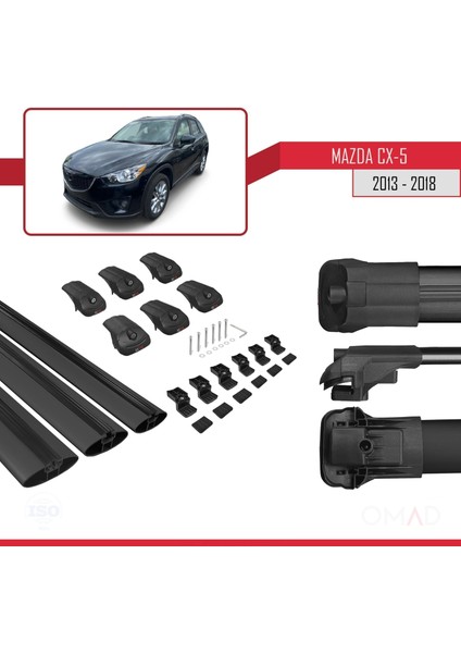 Mazda Cx-5 2013-2018 Arası ile Uyumlu Ace-1 Ara Atkı Tavan Barı Siyah 3 Adet Bar