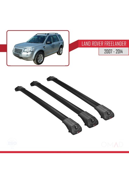 Land Rover Freelander 2007-2014 Arası ile Uyumlu Ace-1 Ara Atkı Tavan Barı Siyah 3 Adet Bar