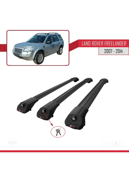 Land Rover Freelander 2007-2014 Arası ile Uyumlu Ace-1 Ara Atkı Tavan Barı Siyah 3 Adet Bar