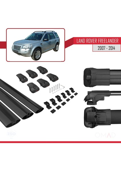 Land Rover Freelander 2007-2014 Arası ile Uyumlu Ace-1 Ara Atkı Tavan Barı Siyah 3 Adet Bar