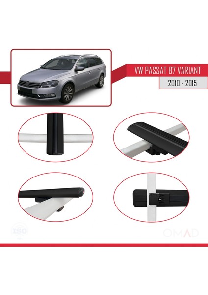 Volkswagen Passat (B7) Varıant 2010-2015 Arası ile Uyumlu Basıc Model Ara Atkı Tavan Barı Siyah 3 Adet fırsatları