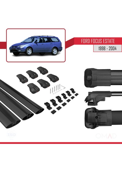 Ford Focus Estate C170 1998-2004 Arası ile Uyumlu Ace-1 Ara Atkı Tavan Barı Siyah 3 Adet Bar indirimleri