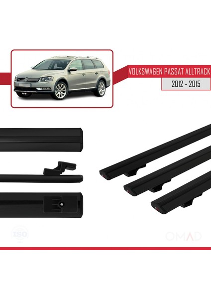 Volkswagen Passat Alltrack (B7) 2012-2015 Arası ile Uyumlu Basıc Model Ara Atkı Tavan Barı Siyah 3 Adet