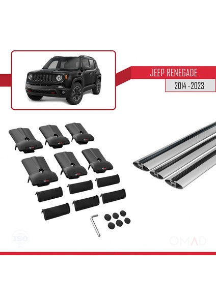 Jeep Renegade 2014 ve Sonrası ile Uyumlu Fly Model Ara Atkı Tavan Barı Gri 3 Adet Bar