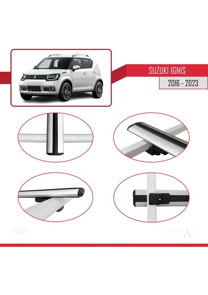 Suzuki Ignıs 2016 ve Sonrası ile Uyumlu Basıc Model Ara Atkı Tavan Barı Gri 3 Adet