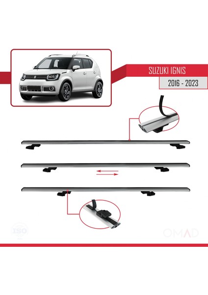Suzuki Ignıs 2016 ve Sonrası ile Uyumlu Basıc Model Ara Atkı Tavan Barı Gri 3 Adet