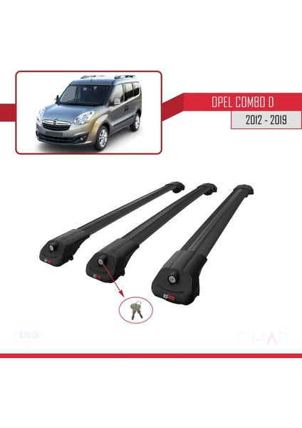Opel Combo (D) 2012-2018 Arası ile Uyumlu Ace-1 Ara Atkı Tavan Barı Siyah 3 Adet Bar fırsatları