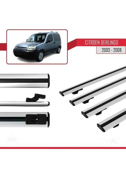 Citroen Berlingo 2003-2008 Arası ile Uyumlu Basıc Model Ara Atkı Tavan Barı Gri 4 Adet modelleri