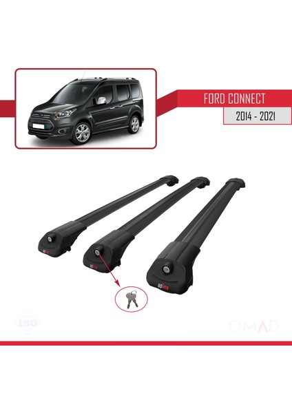 Ford Connect 2014-2021 Arası ile Uyumlu Ace-1 Ara Atkı Tavan Barı Siyah 3 Adet Bar