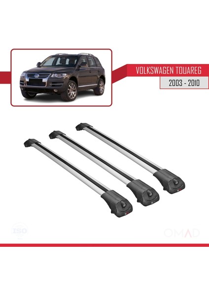Volkswagen Touareg 2003-2010 Arası ile Uyumlu Ace-1 Ara Atkı Tavan Barı Gri 3 Adet Bar