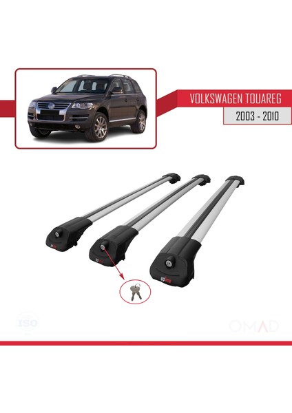 Volkswagen Touareg 2003-2010 Arası ile Uyumlu Ace-1 Ara Atkı Tavan Barı Gri 3 Adet Bar