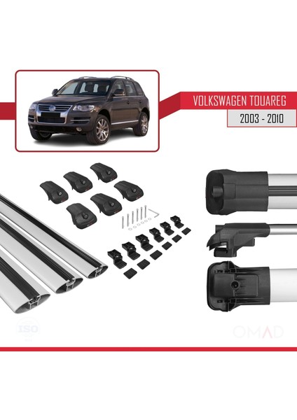 Volkswagen Touareg 2003-2010 Arası ile Uyumlu Ace-1 Ara Atkı Tavan Barı Gri 3 Adet Bar