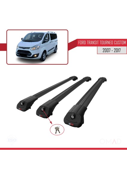Ford Transit Tourneo - Custom 2007-2017 Arası ile Uyumlu Ace-1 Ara Atkı Tavan Barı Siyah 3 Adet Bar fırsatları