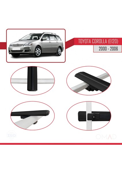 Toyota Corolla (E120) 2000-2006 Arası ile Uyumlu Basıc Model Ara Atkı Tavan Barı Siyah 3 Adet fırsatları