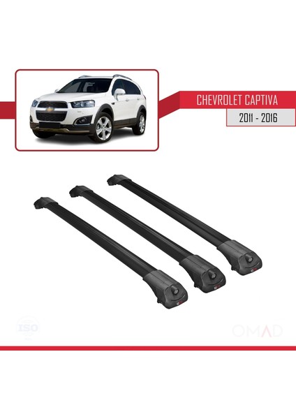 Chevrolet Captiva 2011-2016 Arası ile Uyumlu Ace-1 Ara Atkı Tavan Barı Siyah 3 Adet Bar