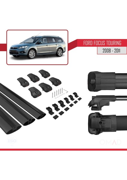 Ford Focus Tourıng 2008-2011 Arası ile Uyumlu Ace-1 Ara Atkı Tavan Barı Siyah 3 Adet Bar indirimleri