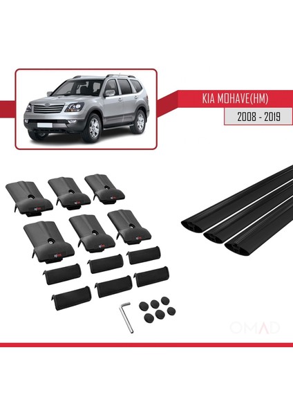Kia Mohave (Hm) 2008-2019 Arası ile Uyumlu Fly Model Ara Atkı Tavan Barı Siyah 3 Adet Bar indirimleri