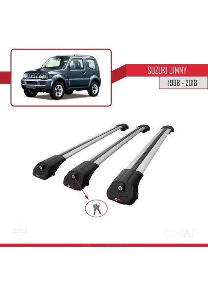 Suzuki Jimny 1998-2018 Arası ile Uyumlu Ace-1 Ara Atkı Tavan Barı Gri 3 Adet Bar