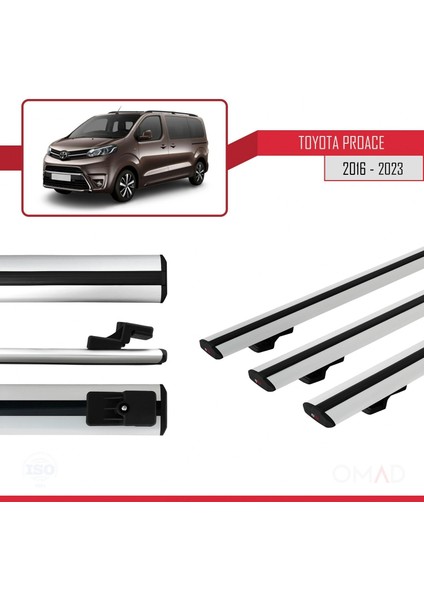 Toyota Proace 2016 ve Sonrası ile Uyumlu Basıc Model Ara Atkı Tavan Barı Gri 3 Adet