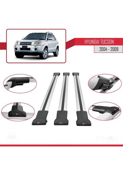 Hyundai Tucson 2004-2009 Arası ile Uyumlu Fly Model Ara Atkı Tavan Barı Gri 3 Adet Bar fırsatları