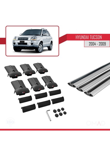 Hyundai Tucson 2004-2009 Arası ile Uyumlu Fly Model Ara Atkı Tavan Barı Gri 3 Adet Bar indirimleri