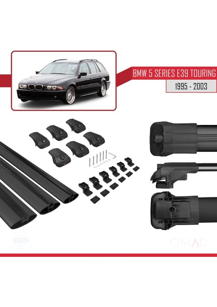 Bmw 5 Serisi (E39) Tourıng 1995-2003 Arası ile Uyumlu Ace-1 Ara Atkı Tavan Barı Siyah 3 Adet Bar