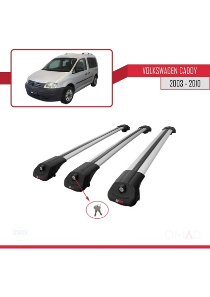 Volkswagen Caddy 2003-2010 Arası ile Uyumlu Ace-1 Ara Atkı Tavan Barı Gri 3 Adet Bar fırsatları