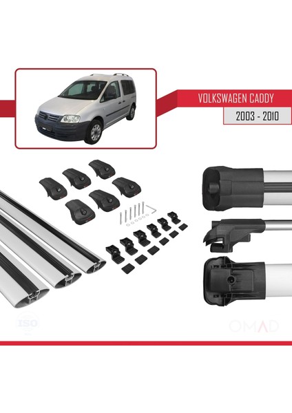 Volkswagen Caddy 2003-2010 Arası ile Uyumlu Ace-1 Ara Atkı Tavan Barı Gri 3 Adet Bar indirimleri