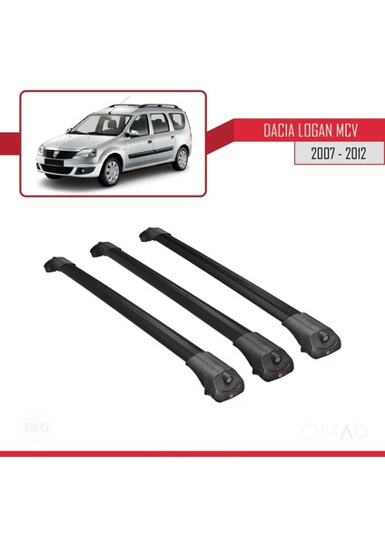 Dacia Logan Mcv 2007-2012 Arası ile Uyumlu Ace-1 Ara Atkı Tavan Barı Siyah 3 Adet Bar modelleri