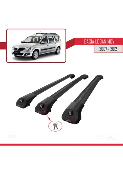 Dacia Logan Mcv 2007-2012 Arası ile Uyumlu Ace-1 Ara Atkı Tavan Barı Siyah 3 Adet Bar fırsatları