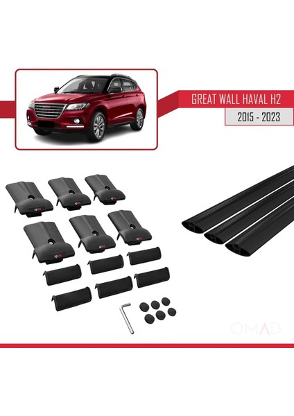 Great Wall Haval H2 2015 ve Sonrası ile Uyumlu Fly Model Ara Atkı Tavan Barı Siyah 3 Adet Bar indirimleri