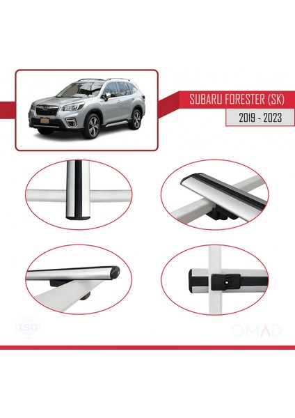 Subaru Forester (Sk) 2019 ve Sonrası ile Uyumlu Basıc Model Ara Atkı Tavan Barı Gri 3 Adet
