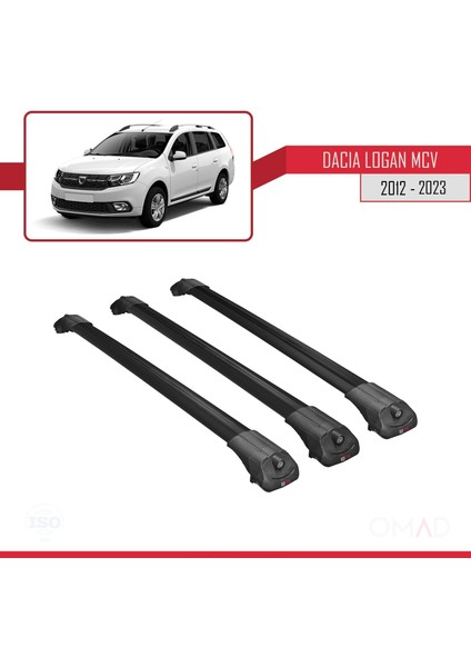 Dacia Logan Mcv 2012 ve Sonrası ile Uyumlu Ace-1 Ara Atkı Tavan Barı Siyah 3 Adet Bar