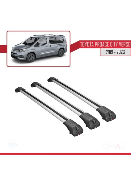 Toyota Proace City Verso 2019 ve Sonrası ile Uyumlu Ace-1 Ara Atkı Tavan Barı Gri 3 Adet Bar modelleri