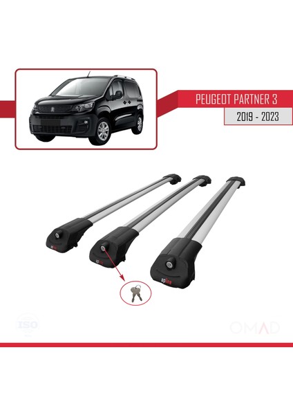 Peugeot Partner 2019 ve Sonrası ile Uyumlu Ace-1 Ara Atkı Tavan Barı Gri 3 Adet Bar fırsatları