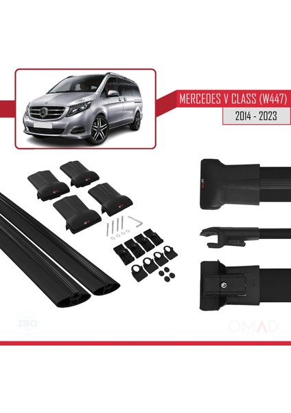 Mercedes V Class W447 2014 ve Sonrası ile Uyumlu Fly Model Ara Atkı Tavan Barı Siyah