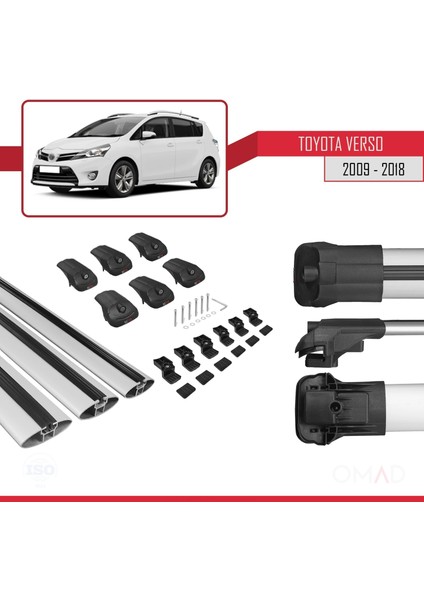 Toyota Verso 2009-2018 Arası ile Uyumlu Ace-1 Ara Atkı Tavan Barı Gri 3 Adet Bar indirimleri