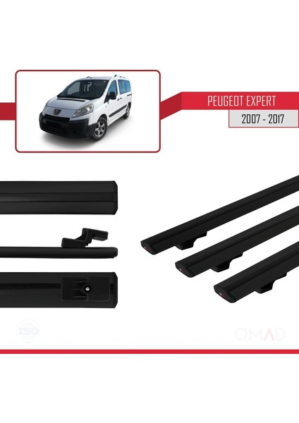 Peugeot Expert 2007-2017 Arası ile Uyumlu Basıc Model Ara Atkı Tavan Barı Siyah 3 Adet modelleri