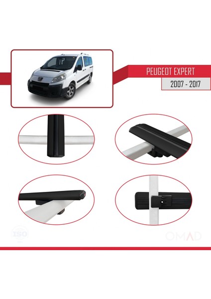 Peugeot Expert 2007-2017 Arası ile Uyumlu Basıc Model Ara Atkı Tavan Barı Siyah 3 Adet fırsatları
