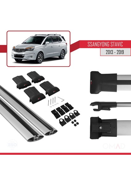 Ssangyong Stavic 2013-2019 Arası ile Uyumlu Fly Model Ara Atkı Tavan Barı Gri