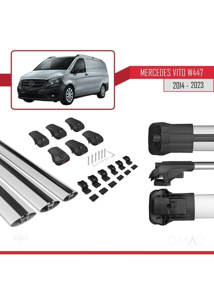 Mercedes Vito (W447) 2014 ve Sonrası ile Uyumlu Ace-1 Ara Atkı Tavan Barı Gri 3 Adet Bar indirimleri
