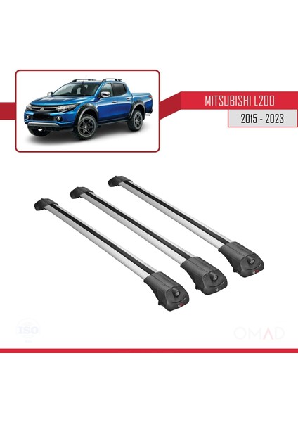 Mitsubishi L200 2015 ve Sonrası ile Uyumlu Ace-1 Ara Atkı Tavan Barı Gri 3 Adet Bar