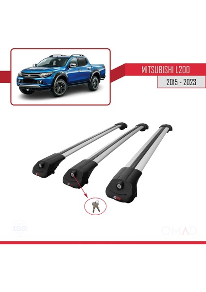 Mitsubishi L200 2015 ve Sonrası ile Uyumlu Ace-1 Ara Atkı Tavan Barı Gri 3 Adet Bar