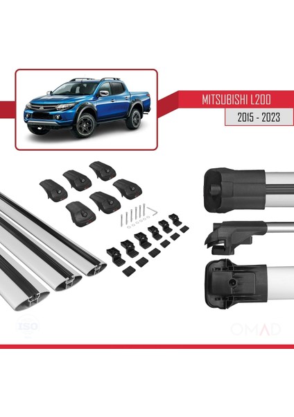 Mitsubishi L200 2015 ve Sonrası ile Uyumlu Ace-1 Ara Atkı Tavan Barı Gri 3 Adet Bar