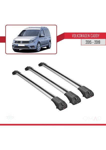 Volkswagen Caddy 2015-2019 Arası ile Uyumlu Ace-1 Ara Atkı Tavan Barı Gri 3 Adet Bar