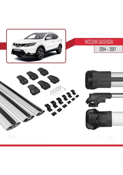 Nissan Qashqai 2014-2017 Arası ile Uyumlu Ace-1 Ara Atkı Tavan Barı Gri 3 Adet Bar indirimleri