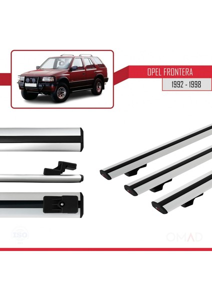 Opel Frontera 1992-1998 Arası ile Uyumlu Basıc Model Ara Atkı Tavan Barı Gri 3 Adet