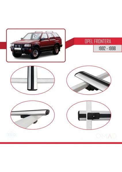Opel Frontera 1992-1998 Arası ile Uyumlu Basıc Model Ara Atkı Tavan Barı Gri 3 Adet