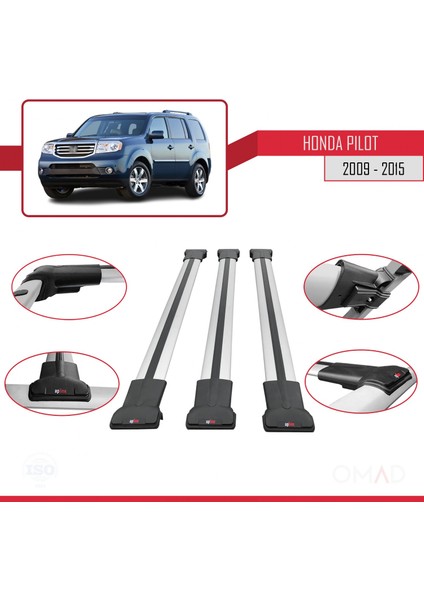 Honda Pilot 2009-2015 Arası ile Uyumlu Fly Model Ara Atkı Tavan Barı Gri 3 Adet Bar fırsatları